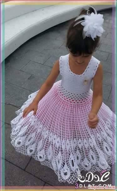 فستان بنوتة راااااااااااااااائع بالكروشية ، طريقة عمل أحلى فستان للبنات الصغار