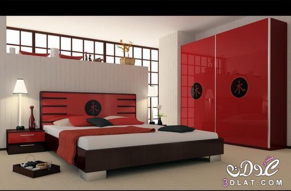 غرف نوم - غرف نوم - غرف نوم مودرن باللون الاحمر - ديكورات حمراء لغرف نوم - Red modern
