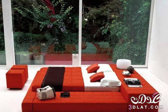 غرف نوم - غرف نوم - غرف نوم مودرن باللون الاحمر - ديكورات حمراء لغرف نوم - Red modern