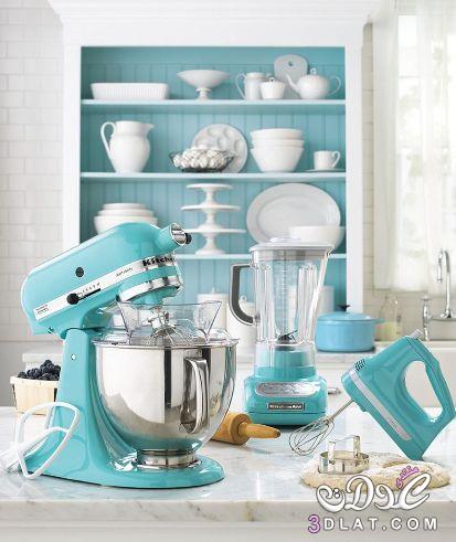 أدوات مطبخ بألوان جميلة,أدوات طبخ باللون التركواز والروز روعه,أجهزة منزلية رقيقة 2024