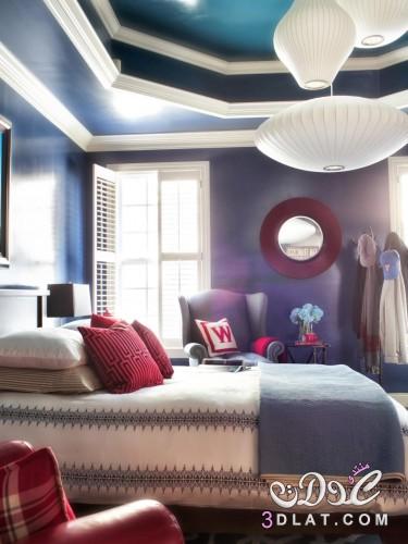 غرف نوم باللون الازرق2024 ديكورات اللون الأزرق في طلاء غرف النوم2024 ديكورات غرف نوم مميزة