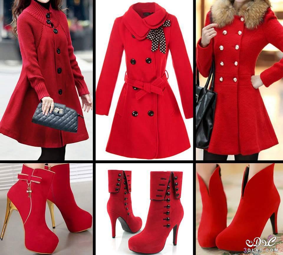 ازياء وملابس شتوية باللون الأحمر ملابس شتوية نسائية انيقة 2024