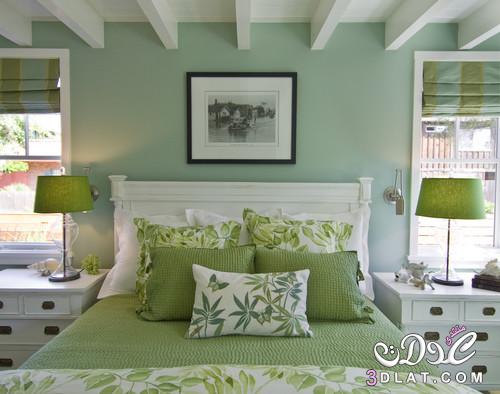 غرف نوم خضراء اللون 2024/2024 غرف نوم خضراء, جمال اللون الاخضر بديكور الغرف