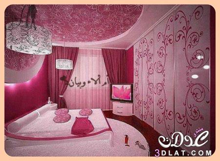 غرف نوم للبنات باللون الوردي,لمحبات الروز غرف نوم بلمسة شبابية,اجمل غرف نوم باللون ال
