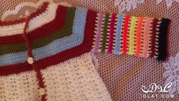 جاكيت كروشي لبنوتة من ايدي "jaket crochet"