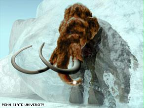حيوان الماموث المنقرض حفظ في الجليد كاملًا وهو نوع من الأحافير