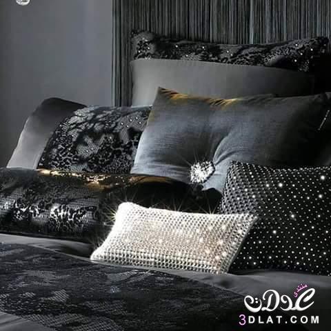 مفارش سرير تركي باللون الاسود رائع، أجمل صور مفارش سرير تركي ٢٠١٧
