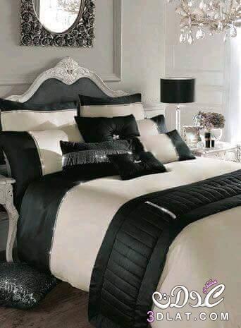 مفارش سرير تركي باللون الاسود رائع، أجمل صور مفارش سرير تركي ٢٠١٧