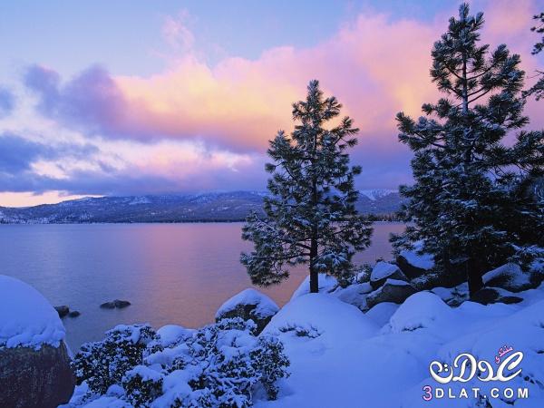 صور طبيعة خلابة مغطاة بالثلج مناظر طبيعية في الشتاء
