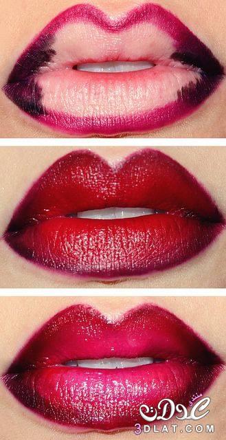 طريقة الحصول على لون أحمر شفاه متدرج بالخطوات المصورة ,rouge à lèvres dégradé