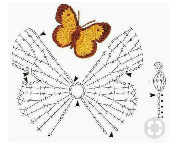 الفراشة بالكروشية.طريقة عمل الفراشة بالكروشية.عدة طرق مختلفة لعمل الفراشة بالباترون