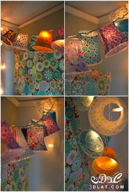 طريقة عمل زينة رمضان من الاكواب البلاستيكية,زينة رمضان من الاكواب البلاستيكية بالصور