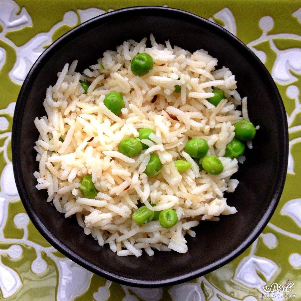 طريقة عمل أرز بالبسلة, طريقة تحضير أرز بالبسلة, طريقة طهى أرز بالبسلة