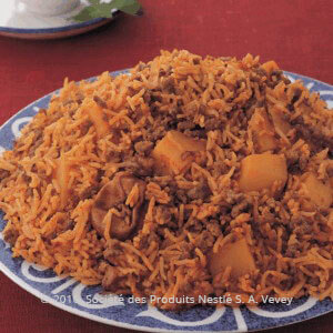 الأرز مع لحم الغنم والبطاطا على الطريقة السعودية,تحضير الأرز مع لحم الغنم والبطاطا