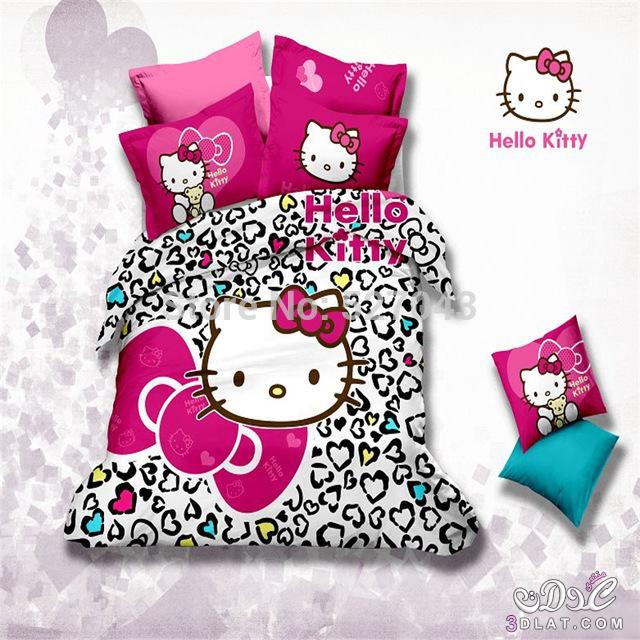 مفارش سرير hello kitty للاطفال2024,احدث مفارش هالو كيتي للبنات2024,غطاء سرير hello kitty لغرف البنات2024