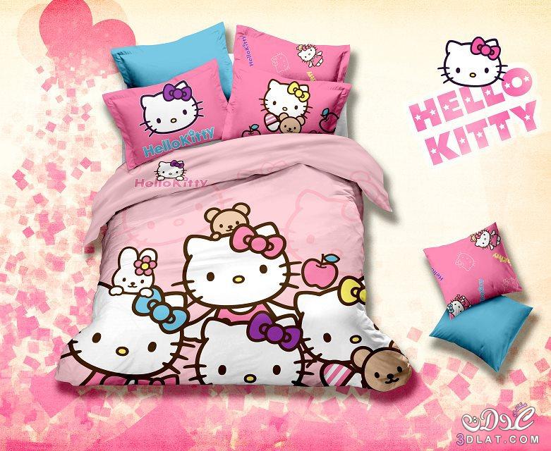 مفارش سرير hello kitty للاطفال2024,احدث مفارش هالو كيتي للبنات2024,غطاء سرير hello kitty لغرف البنات2024