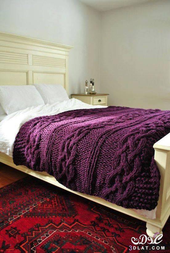 مفارش سرير من التريكو تبعث الدفء في الشتاء ,أجمل مفارش سرير 2024