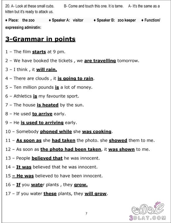 أقوى مراجعات ليلة الامتحان في مادة اللغة الإنجليزية الجزء الأول
