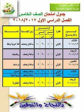 جدول امتحان الترم الأول محافظة الاقصر 2024 للمرحلة الابتدائية العام اللغات