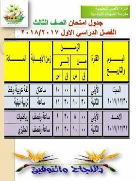 جدول امتحان الترم الأول محافظة الاقصر 2024 للمرحلة الابتدائية العام اللغات