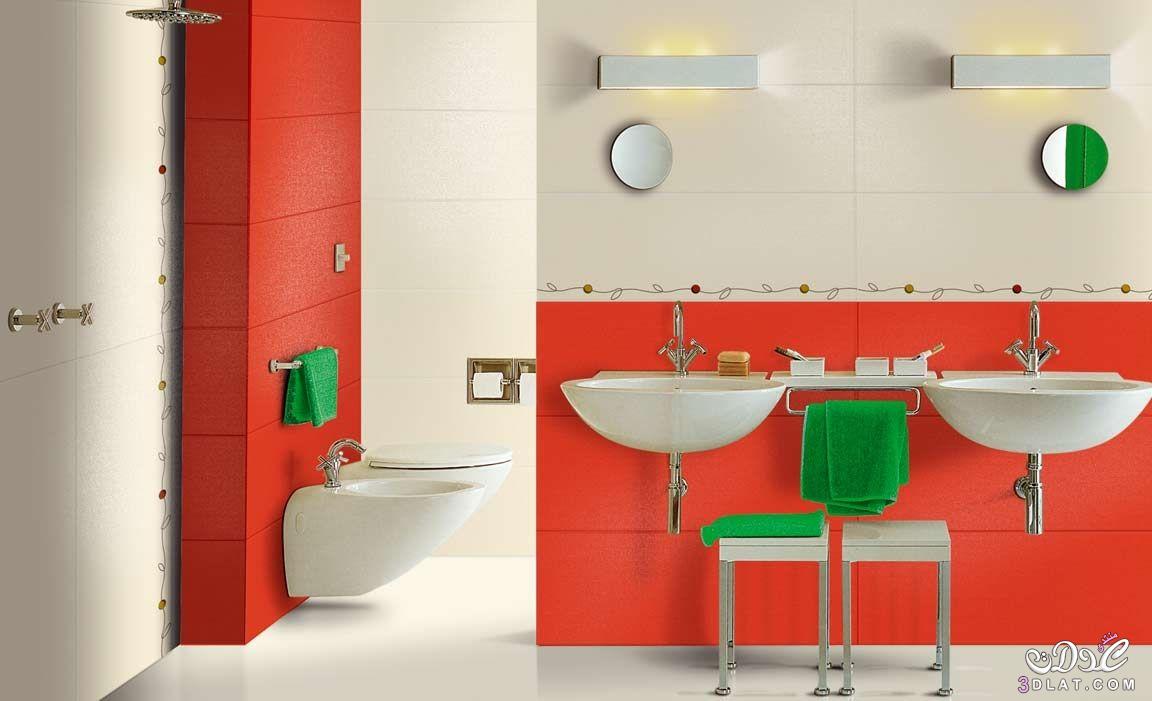 ديكورات حمامات باللون الاحمر ، حمامات فاخرة 2024