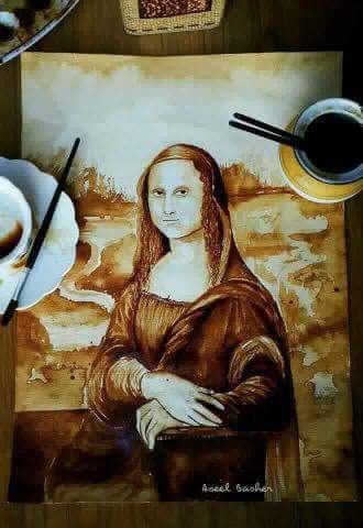 فنان يقوم برسم اشخاص بالقهوه!!!